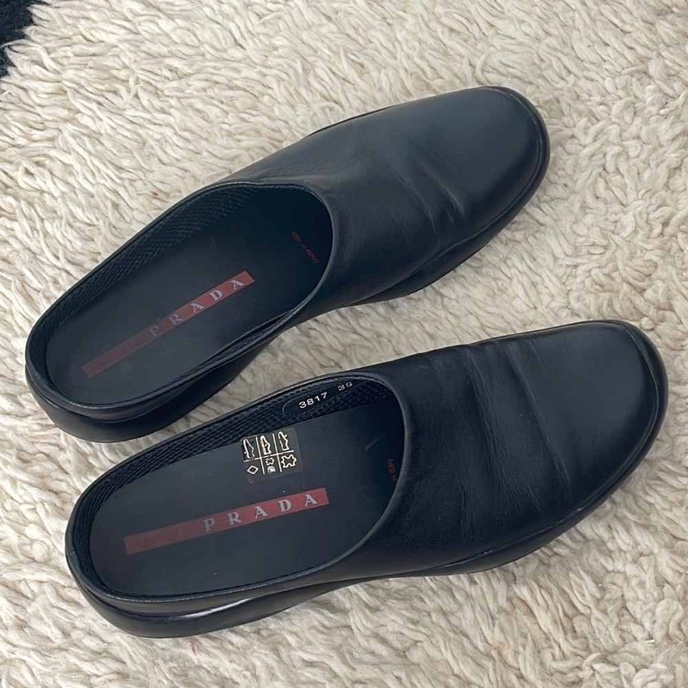 Prada Sport Leather Driving Shoes Mules 38
